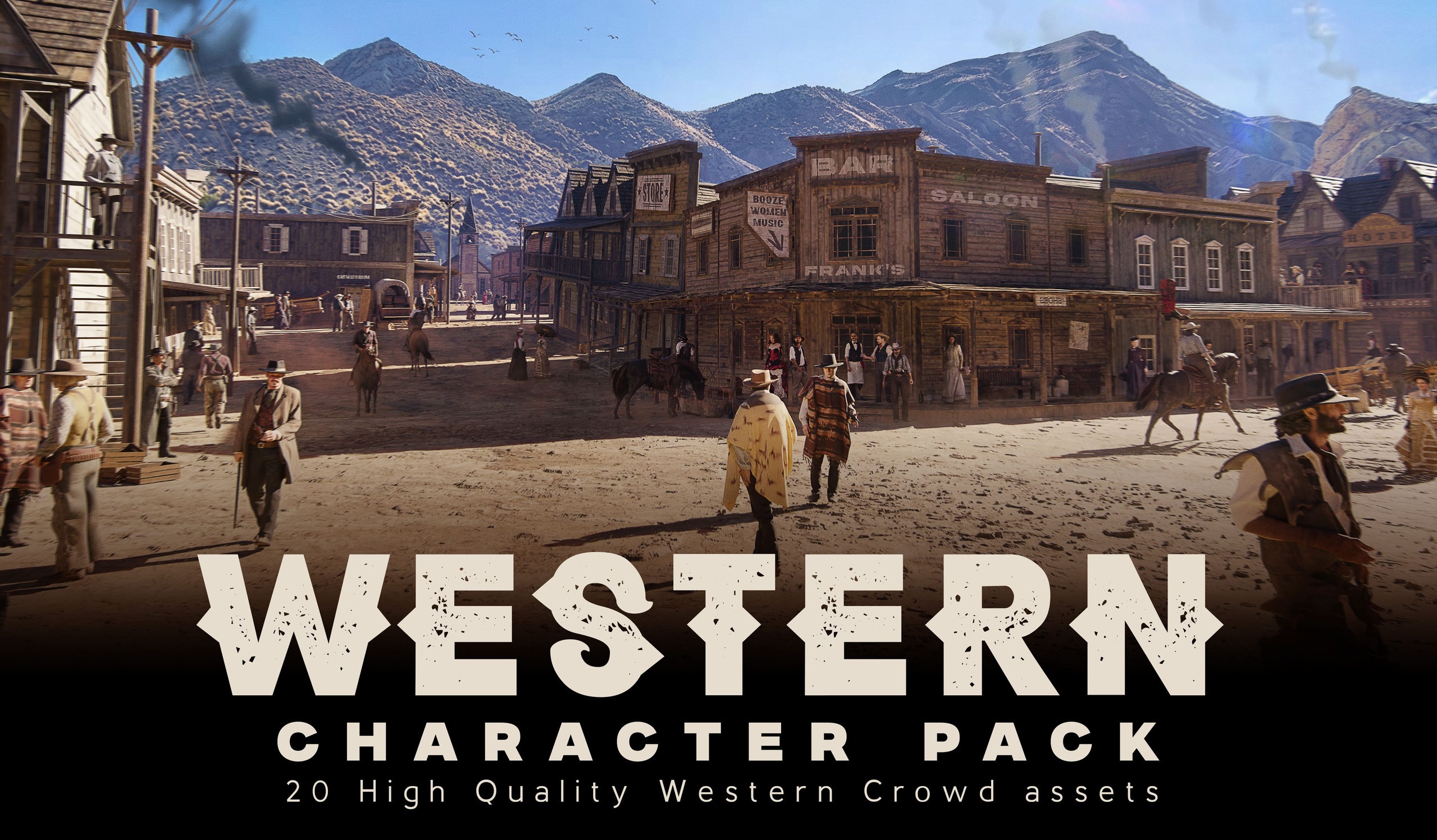 Media 1 for listing Western Townsfolk – Fictional Modular Character Asset Pack