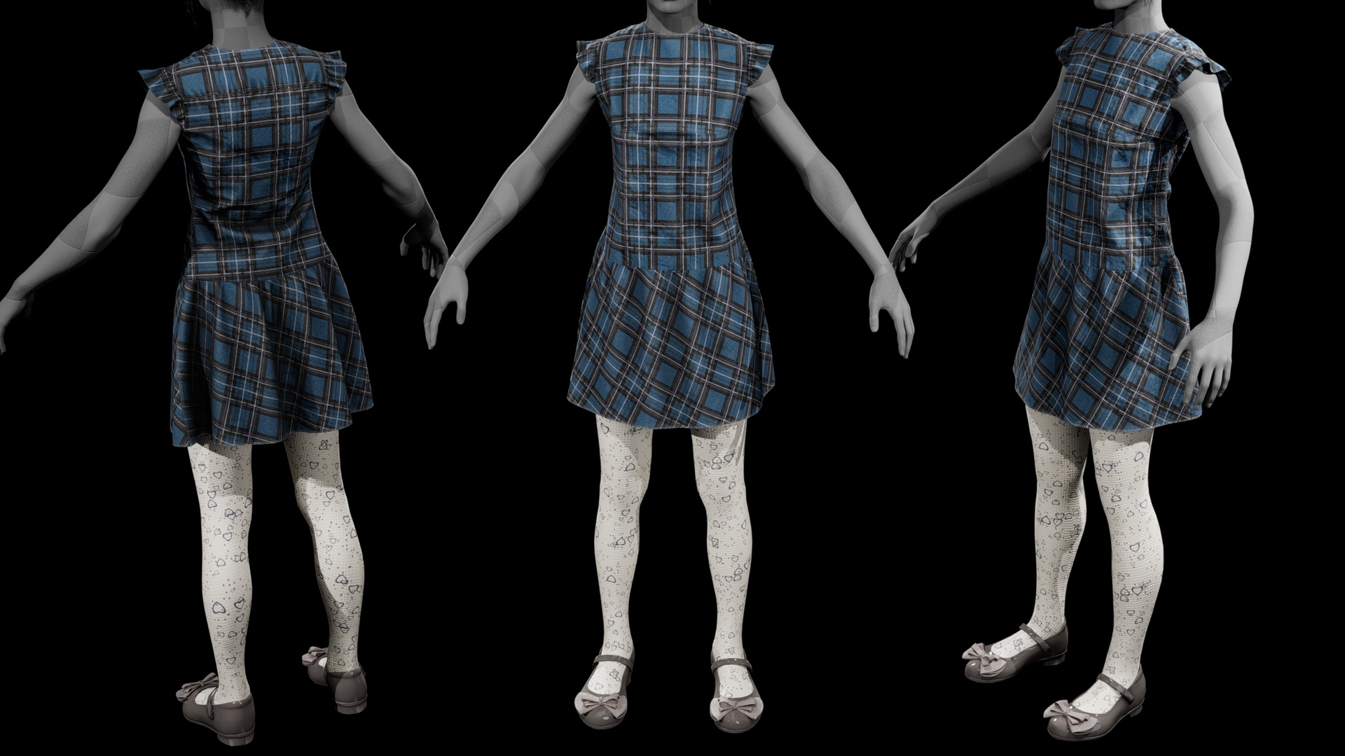 Media 1 for listing Woman's outfit (dress, bow shoes, tights) metahuman compatible