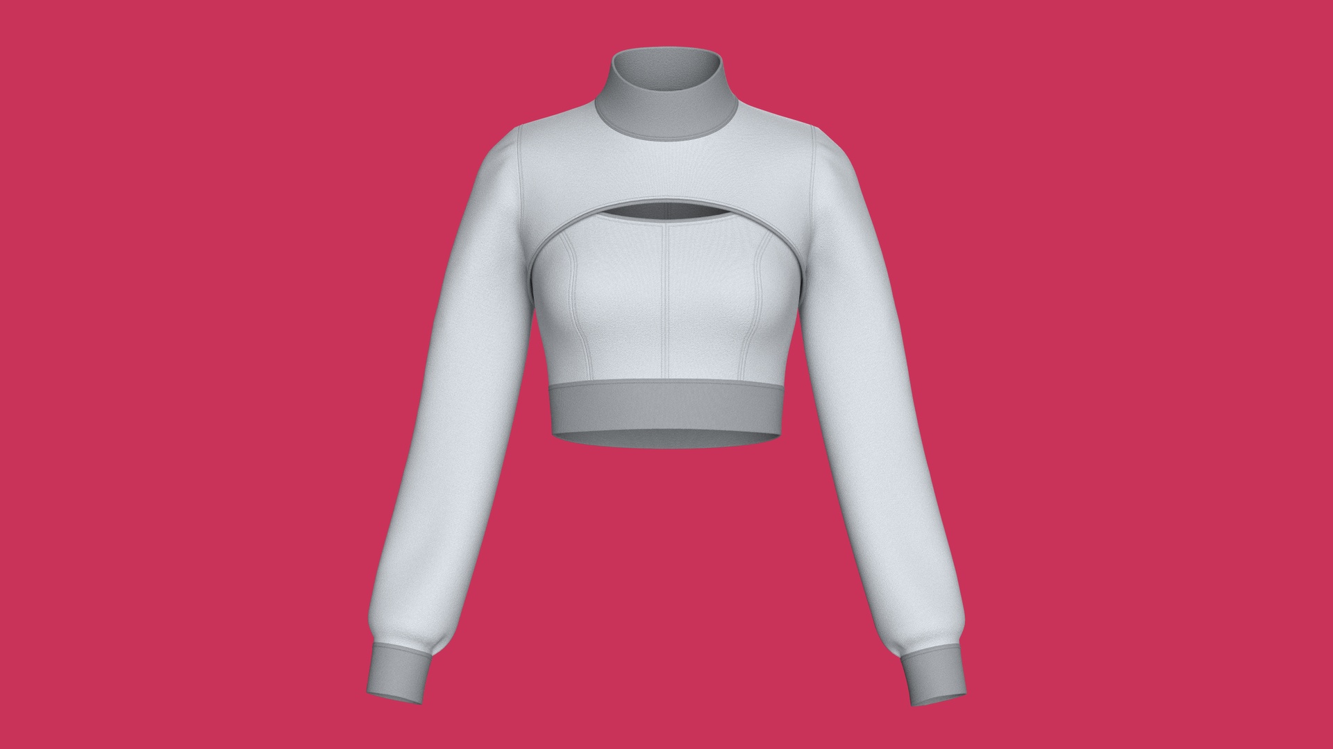 Media 1 for listing Girls Keyhole Cutout Long - Sleeve Crop Top | High Poly