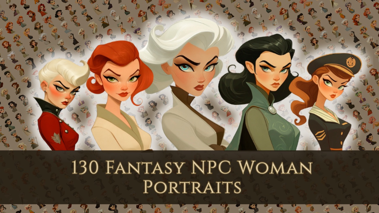 Media 1 for listing 130 Fantasy NPC Portraits – Hand-Painted 2D Character Icons for RPGs