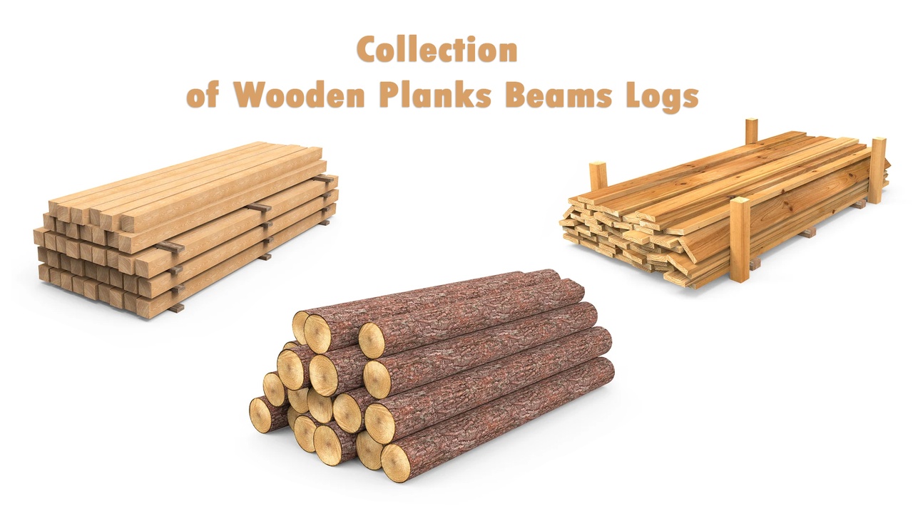 Media 1 for listing Collection of Wooden Planks Beams Logs