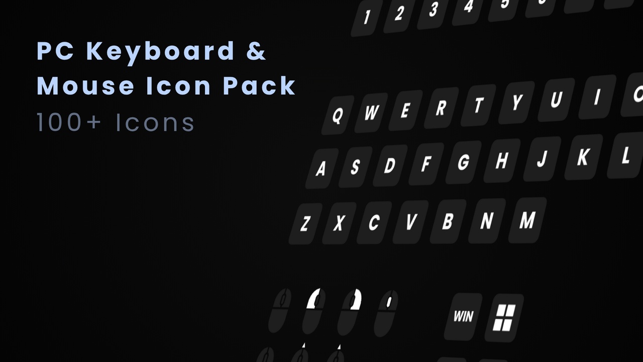 Media 1 for listing PC Keyboard & Mouse Icon Pack (UI Icons, Input Icons, Keyboard, Mouse, UI Pack)