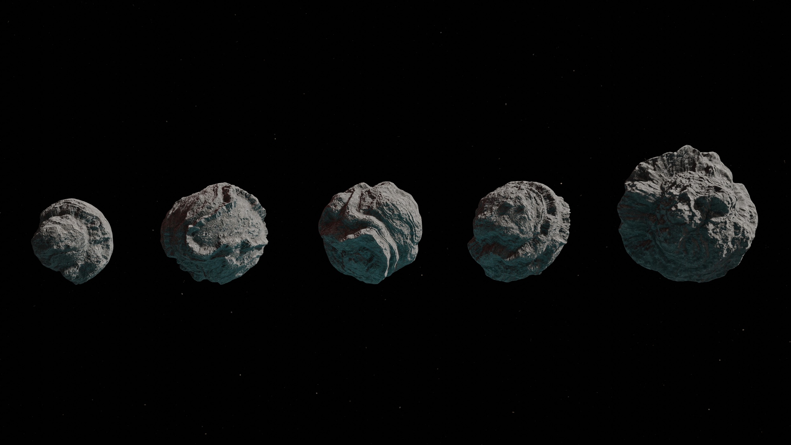 Media 1 for listing Asteroid Pack – 5 Unique Asteroids with Rocky, Ice, and Ore Variations