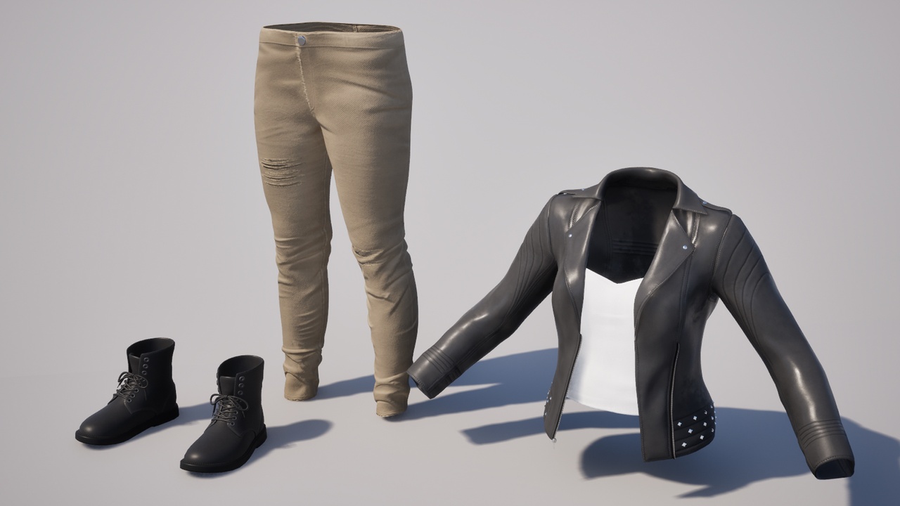 Media 1 for listing Female Leather Jacket Outfit Metahuman Clothes Parametric Outfit