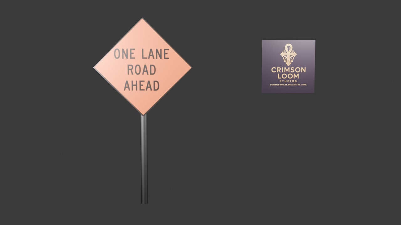 Media 1 for listing Low Poly One Lane Ahead Sign – Game Ready 3D Asset