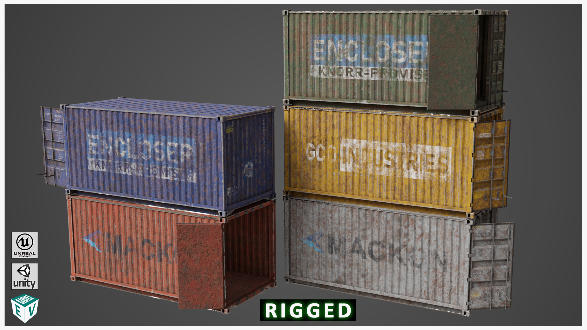 Header Unity Container 5 Cargo Dusty Container 20ft Single mat All PBR Unity UE Textures | Fab