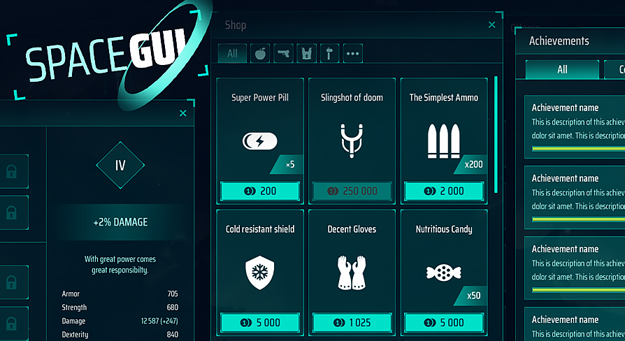 Sci-Fi Space full GUI / UI Kit - futuristic pack + psd, ai sources ...