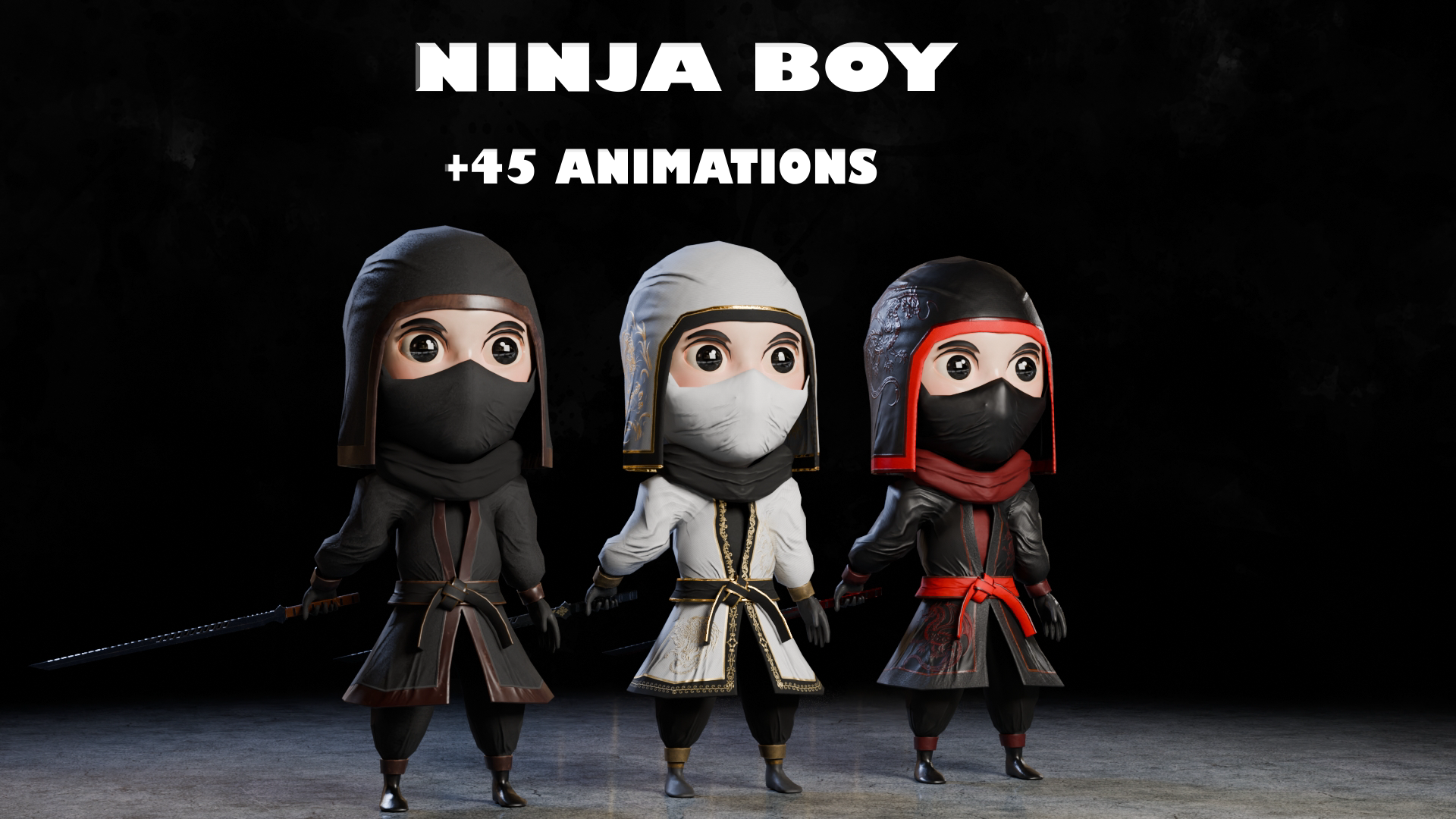 Cute Stylized Ninja Boy – 45+ Animations (Game Ready) | Fab