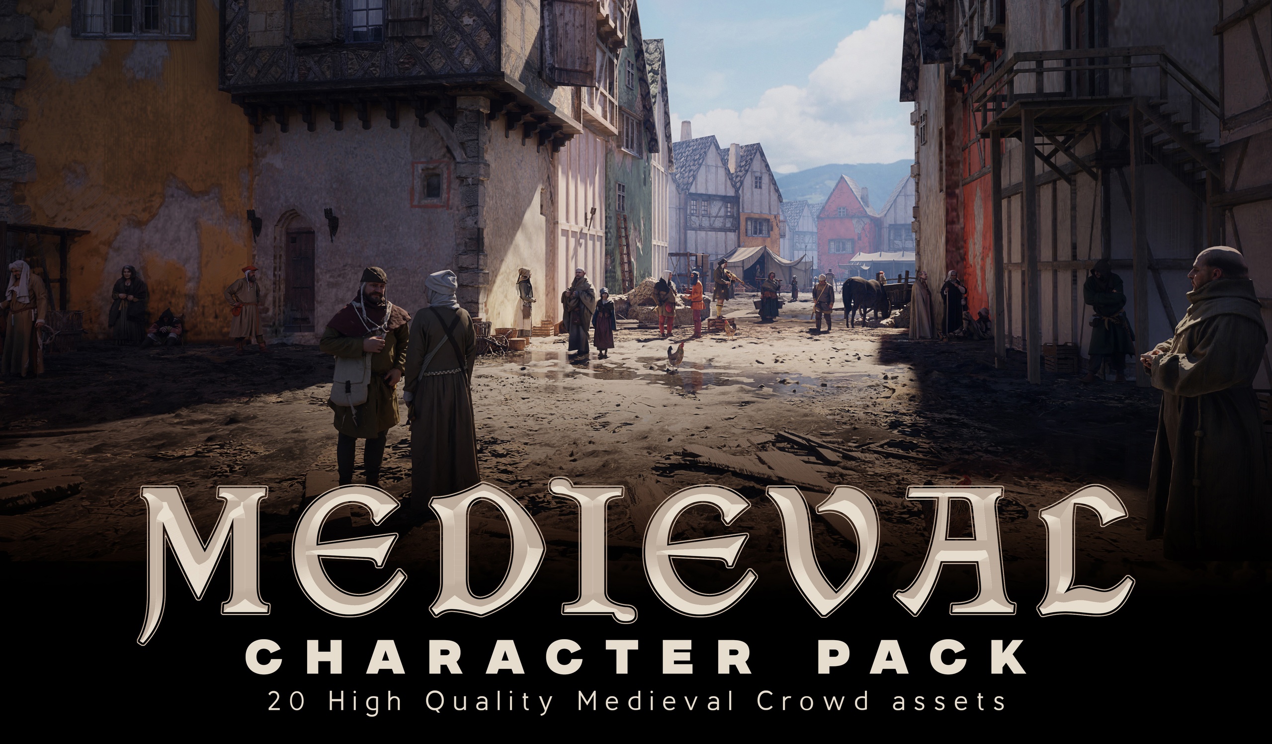 Medieval Villagers Crowd – Modular Character NPC Asset Pack | Fab