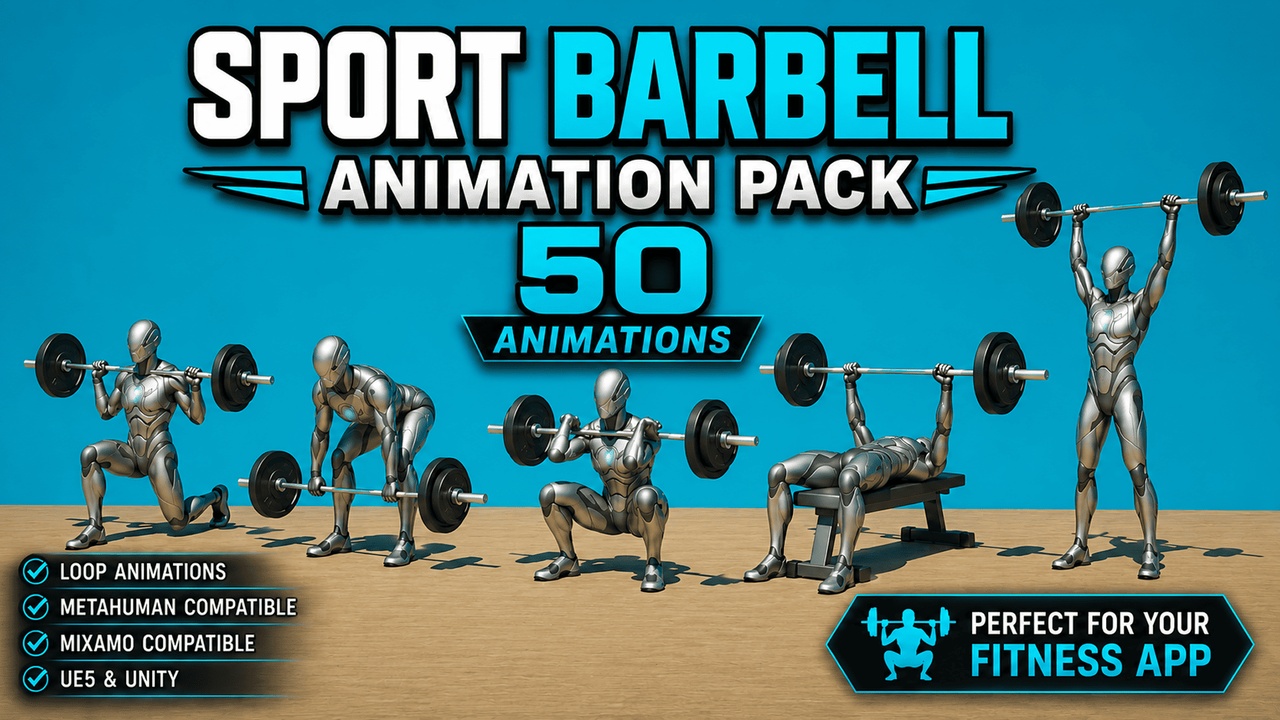 Media 1 for listing Sport Gym Fitness Workout animations Barbell