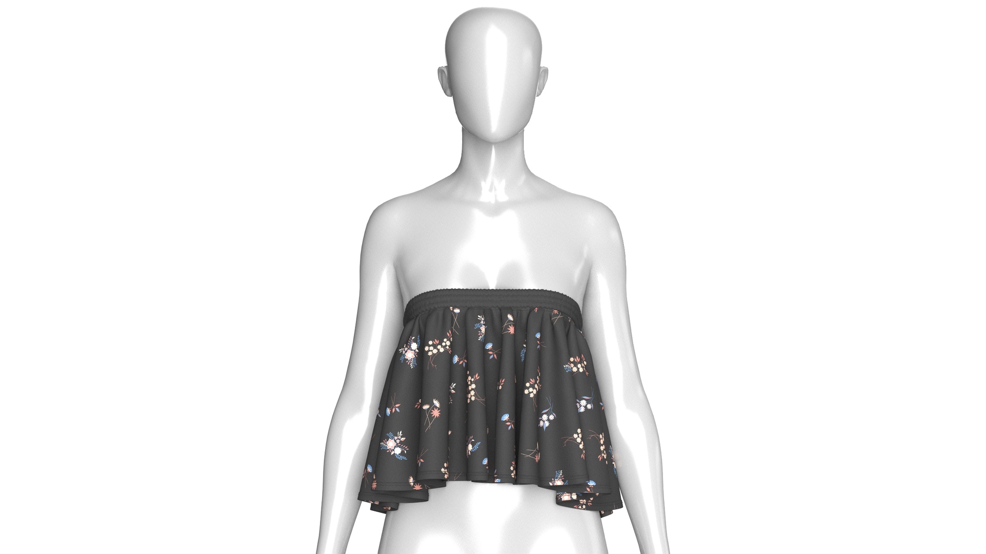 Media 1 for listing Girls Floral Strapless Ruffled Tube Top | High Poly