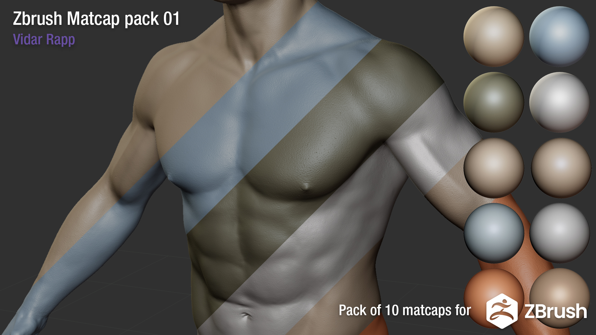 Sculpting Materials for Zbrush - Matcap Pack | Fab