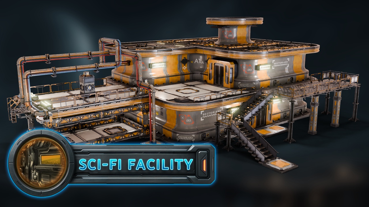 Média 1 pour l'article 3DT Modular Sci-Fi Research Facility Prop and Asset Pack for Blender & Game Desi