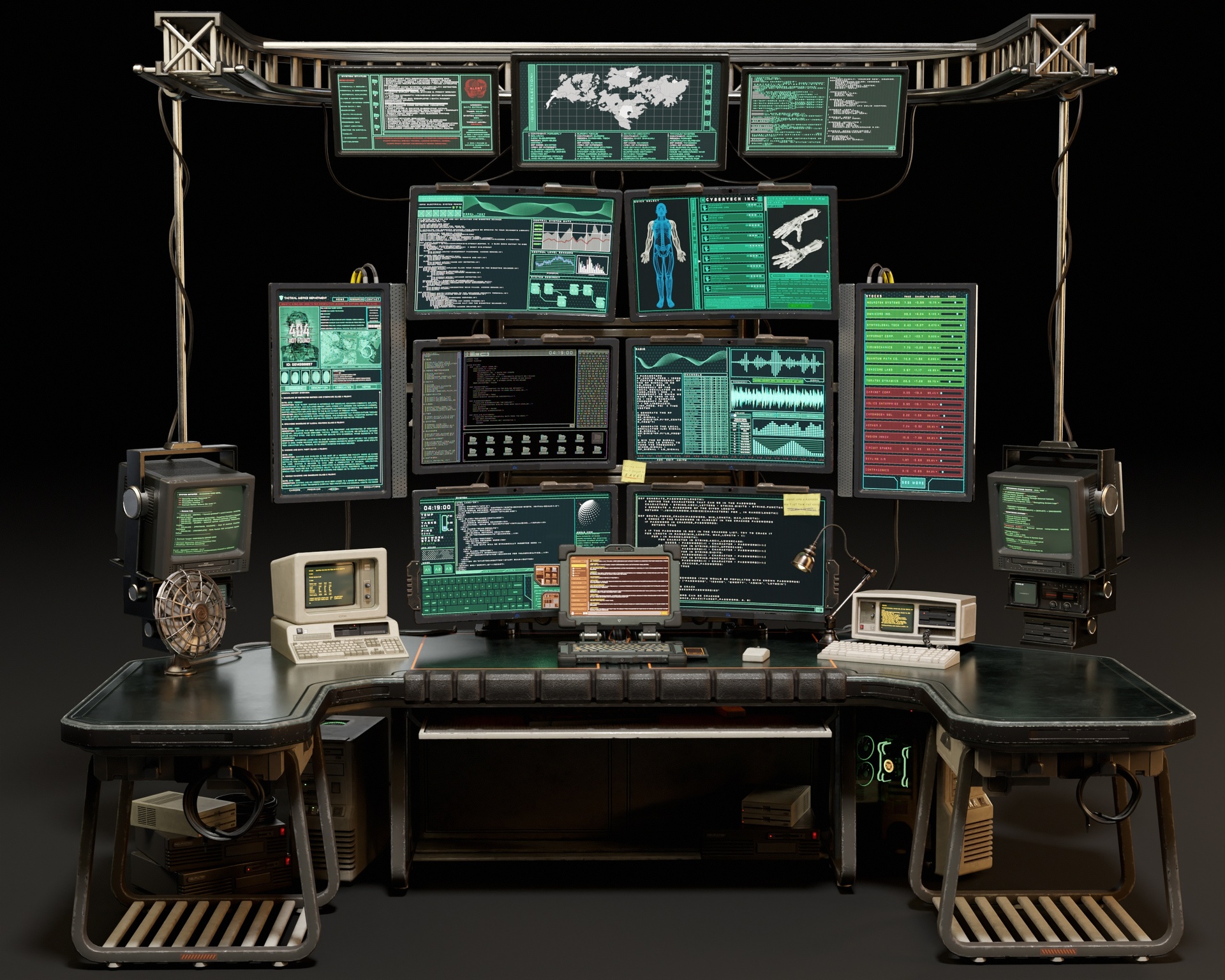 Media 1 for listing Sci-Fi Hacker Desk Setup Scene