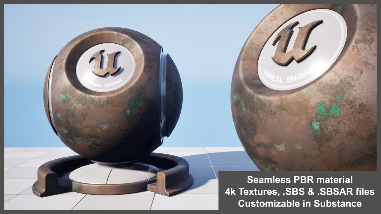 Corroded Bronze metal Substance material and textures SBS & SBSAR 제품 등록을 위한 미디어 1개