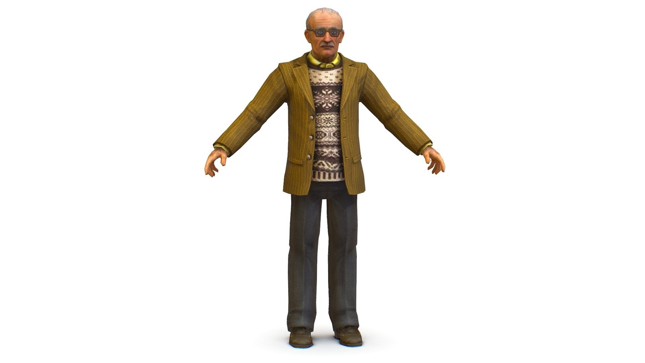 Media 1 for listing Old Man Professor Sweater Jacket Glasses Male Suit Pants Lowpoly 3D Model