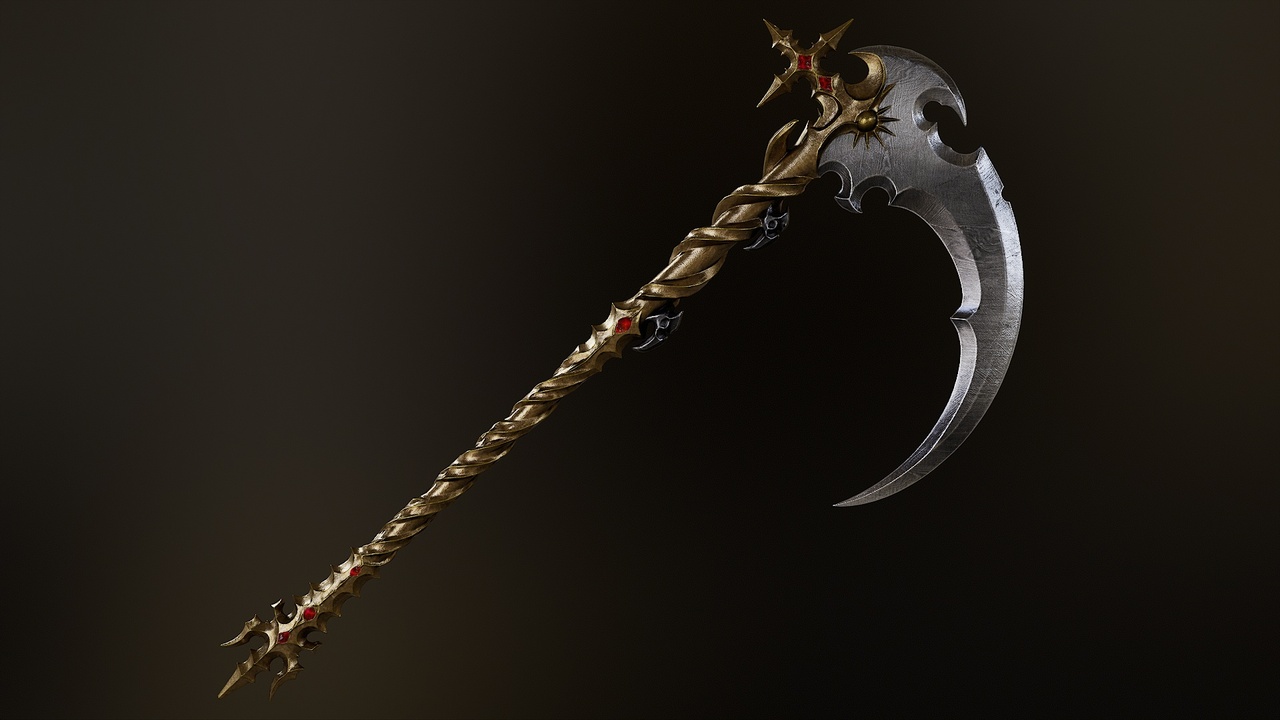 Media 1 for listing Wraithfall Scythe | Fantasy Game Ready Weapon