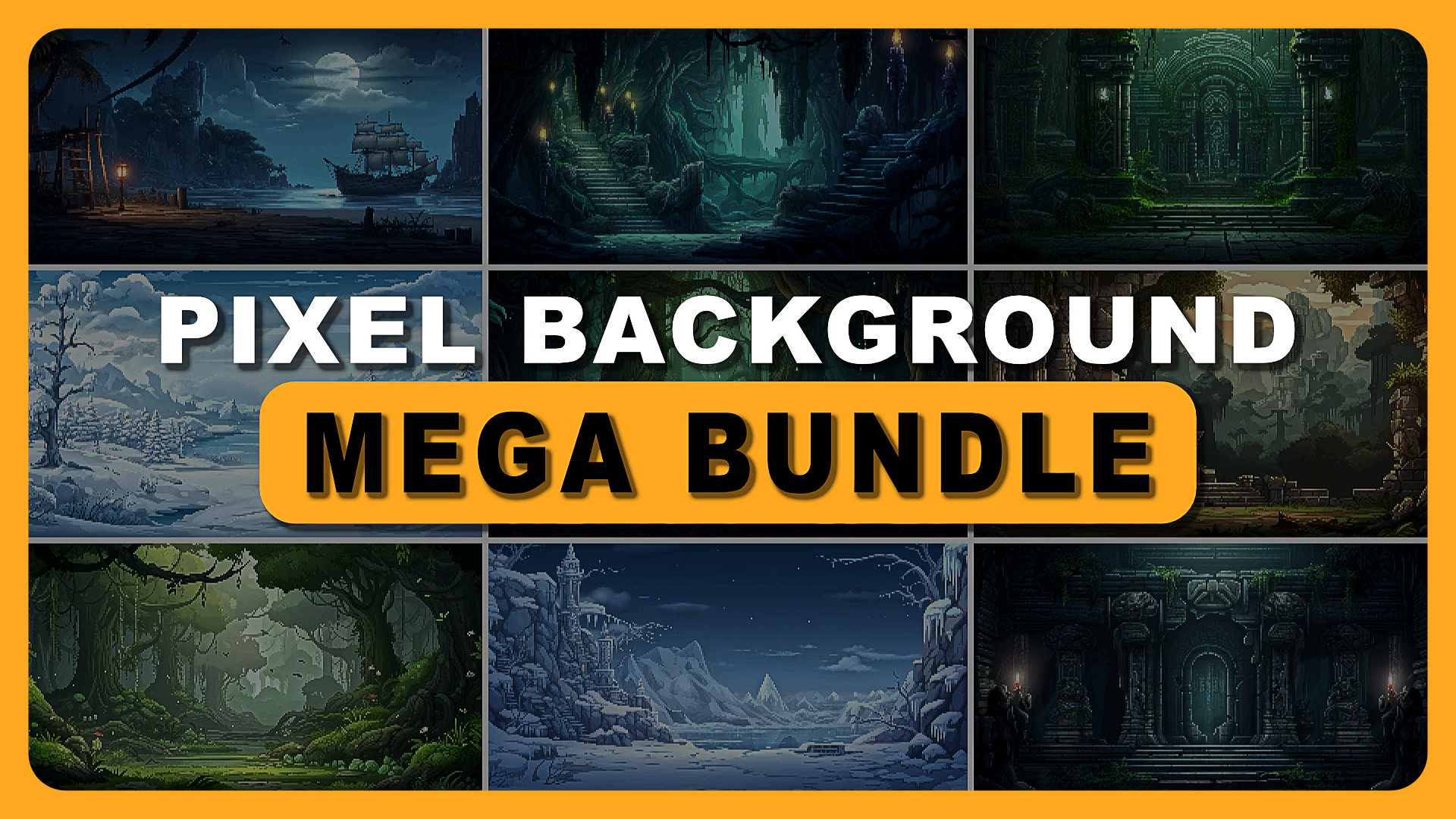 Pixel Art Game Backgrounds Mega Bundle | 50 Packs | 3000 Backgrounds | Fab