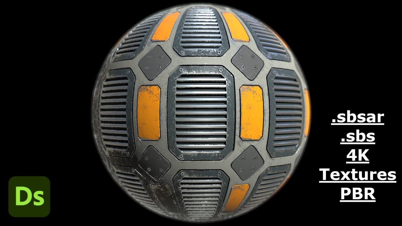 Sci-Fi Industrial Panel – 4K PBR Material (.SBS / .SBSAR) | Fab