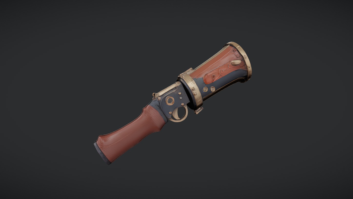 steampunk-style handheld weapon | Fab