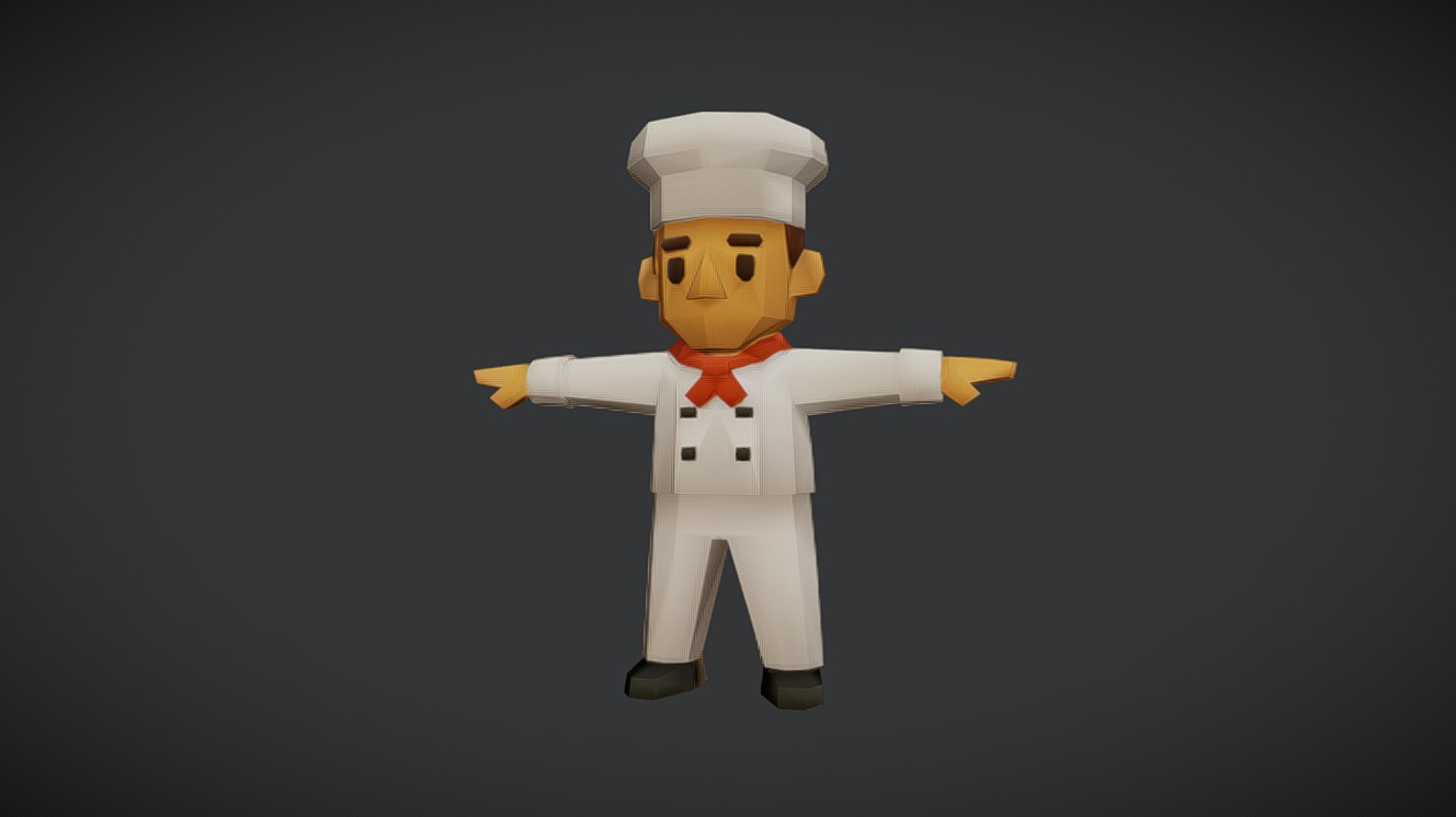 Stylized Chef Character T-pose Low Poly | Fab