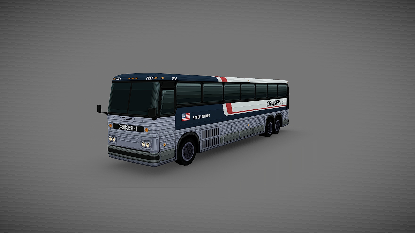 PS1 Style Low Poly 80's Generic Coach Bus | Fab