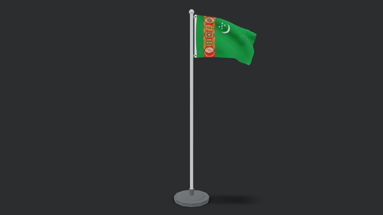 Low Poly Seamless Animated Turkmenistan Flag | Fab