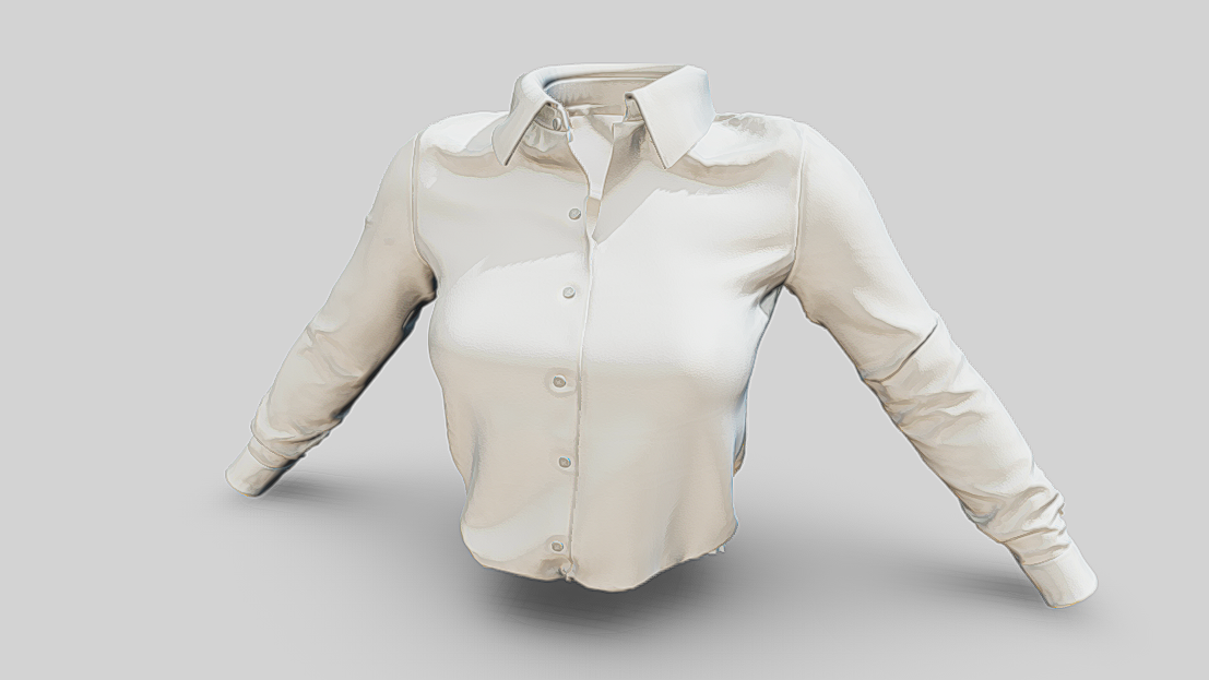 Female Classic Button Up Unbuttoned Open Collar Tucked In White Shirt ...