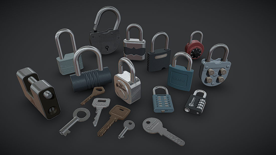 Padlock Set – Realistic Locks & Keys | Fab
