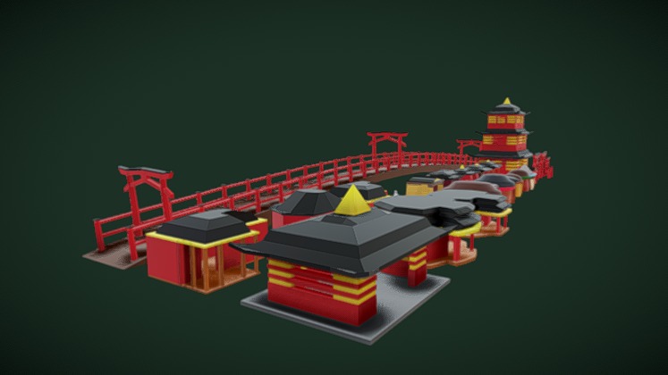 Lowpoly Temple Town Prop Pack | Fab