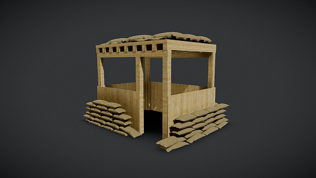 Modern Sandbag Bunker Guard Post – Military Outpost 3D Model | Low Poly ...