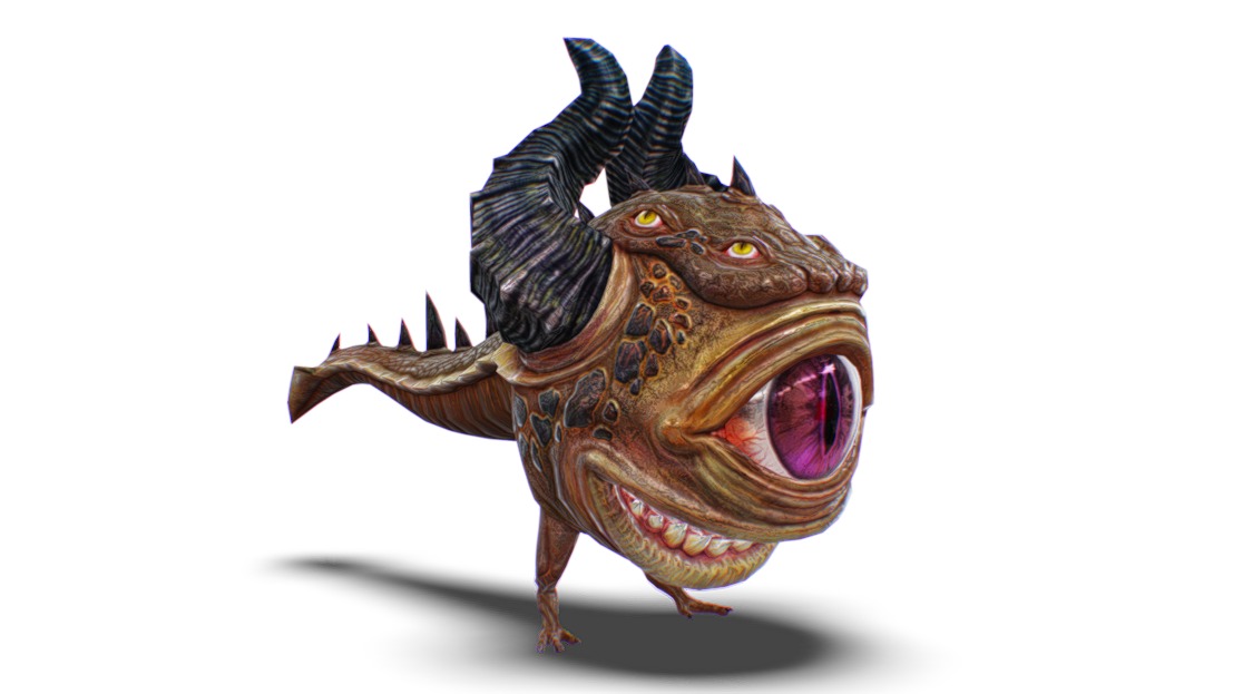 Watcher Monster Lizard One Big Eye Creature Character Mutant Horns