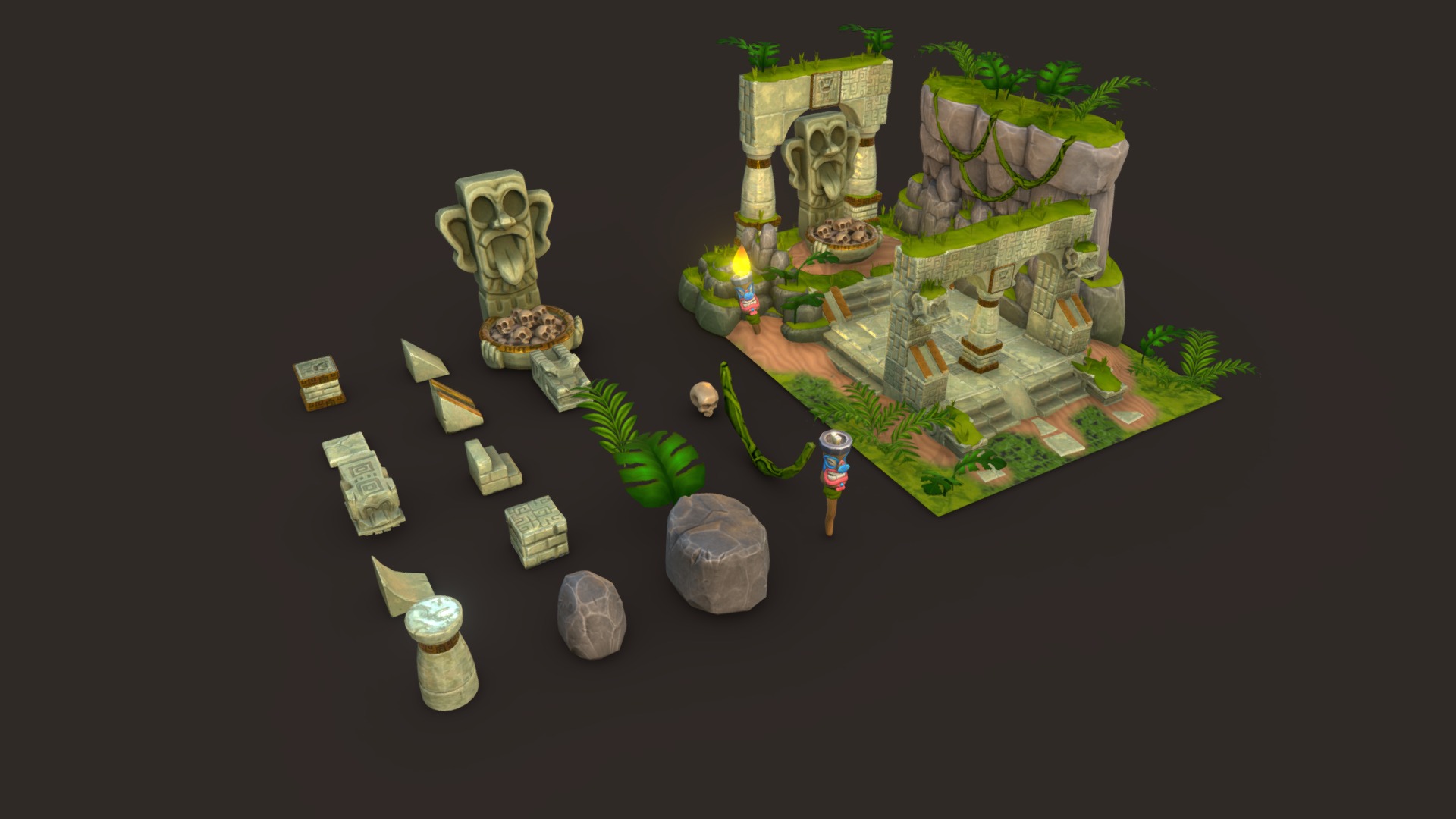 Temple Pack Low Poly Game Ready | Fab