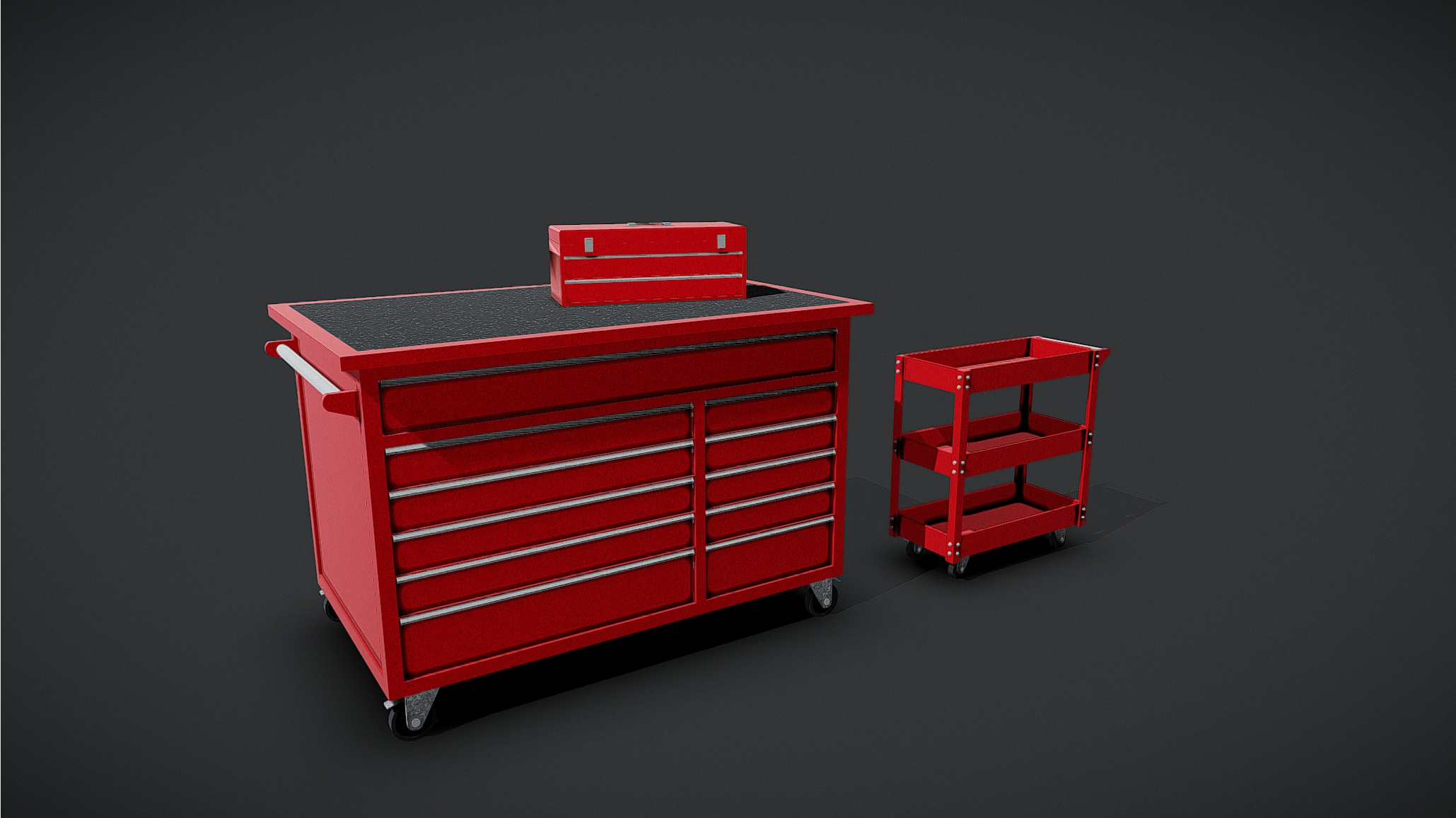 Industrial Mechanic Workbench & Rolling Tool Cart Pack PBR Garage ...