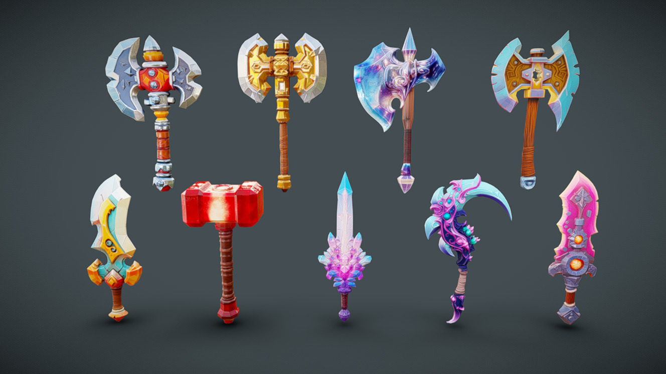 Stylized Fantasy Weapons Pack 4 | Fab