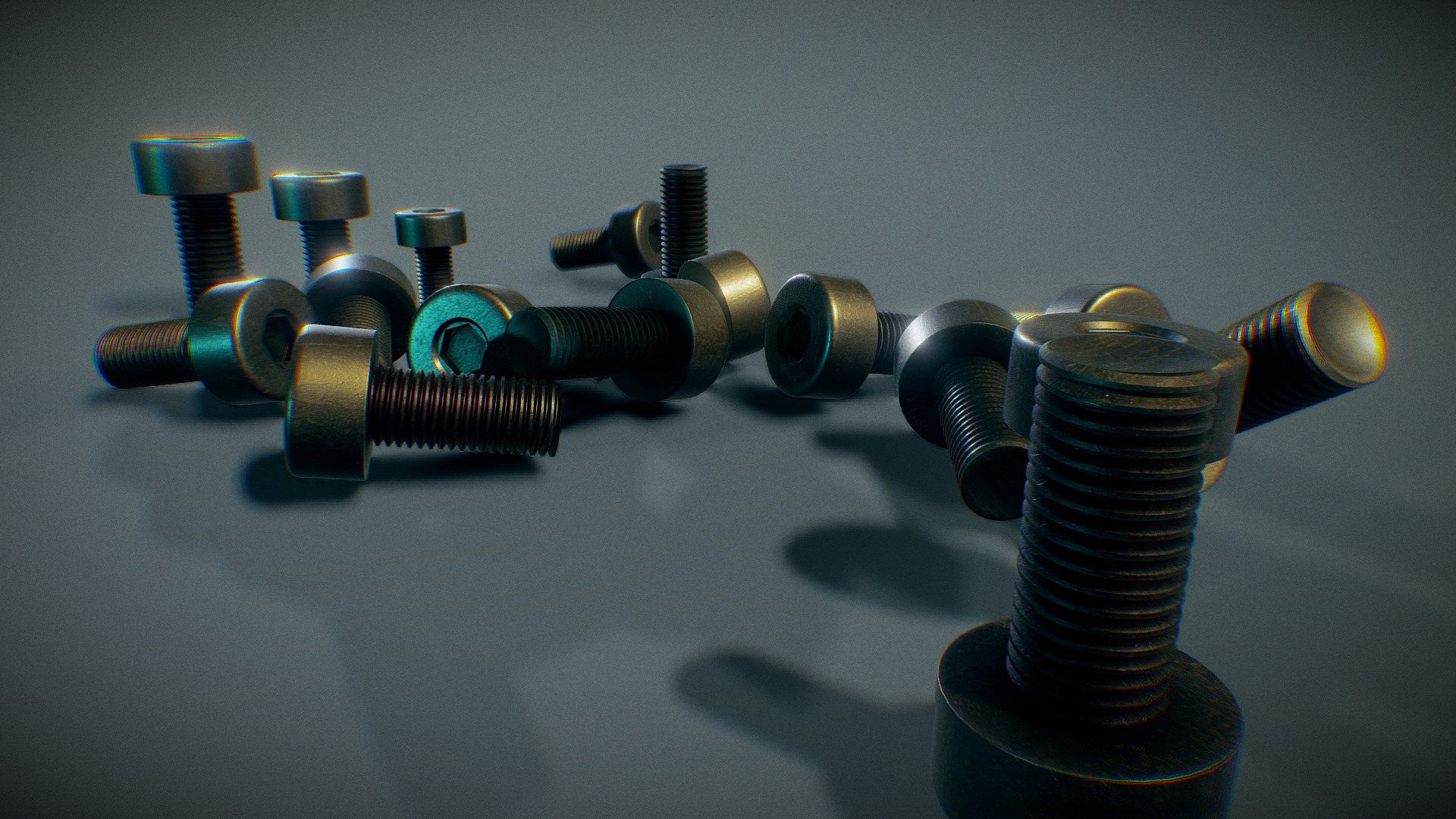 Three sizes of hex Screws 3d animation models | Fab