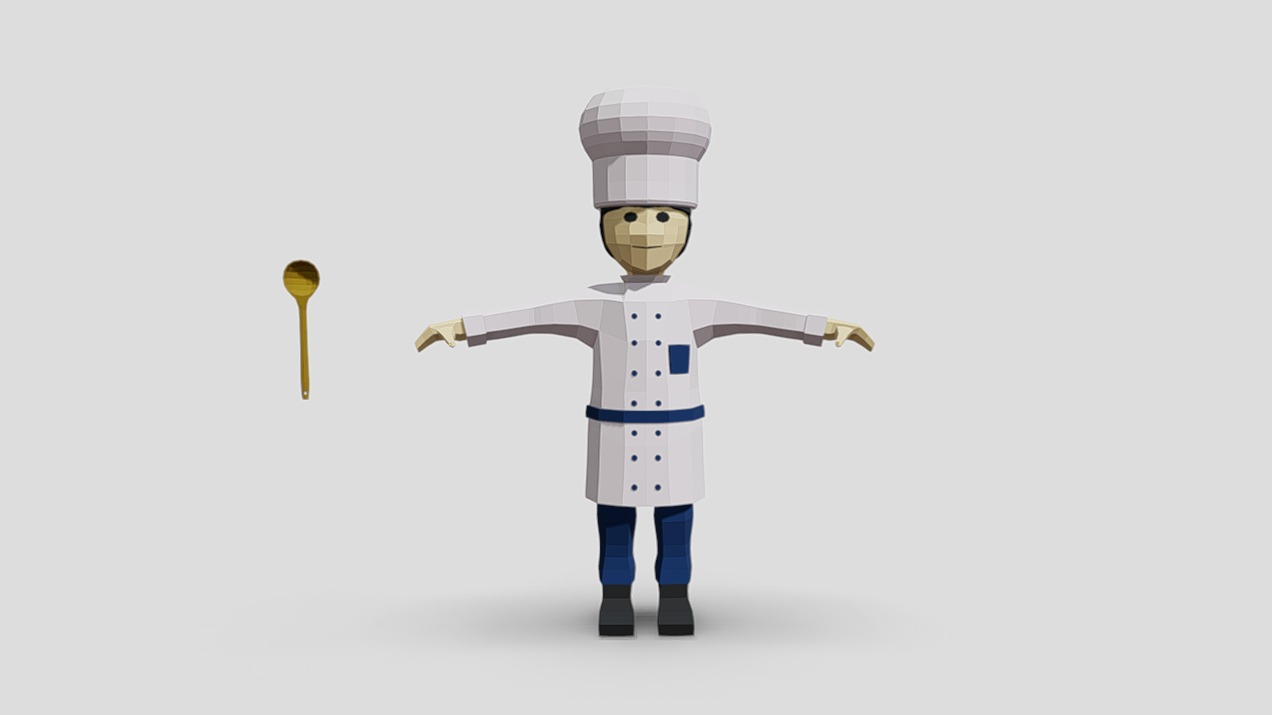Low Poly Cartoon Chef | Fab
