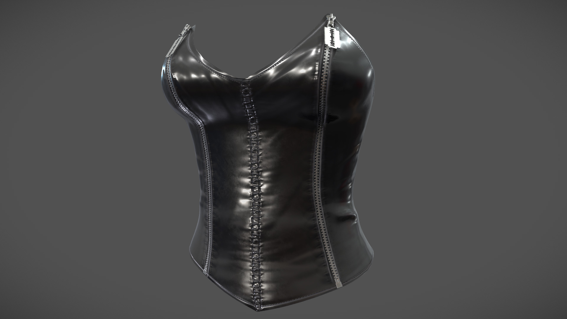 Female Leather Bustier Corset Top 3D Model - Sexy Zippered Bombshell ...