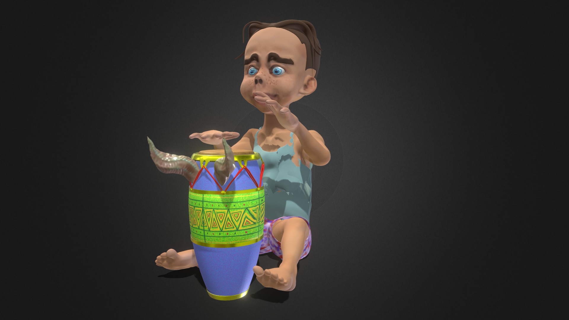 Conga Playing Boy Rigged Animation 3D model | Fab