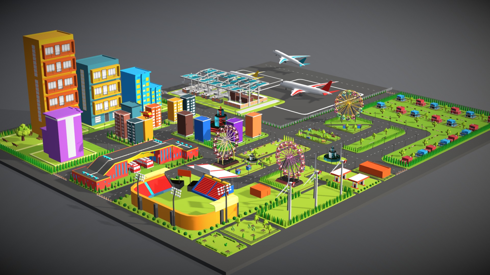 Low Poly City Pack | Fab