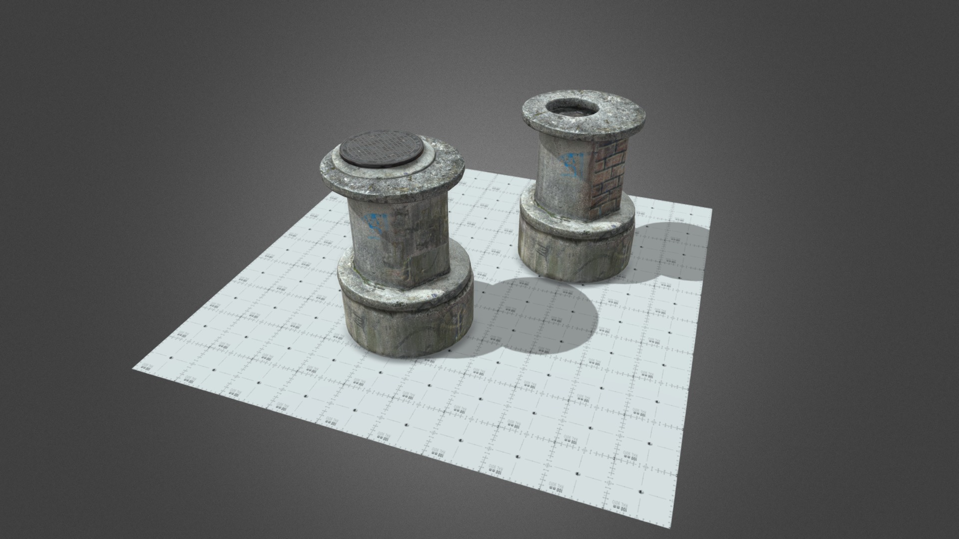 Concrete Utility Outlets 2-Pack — Photogrammetry, PBR 4 K | Fab