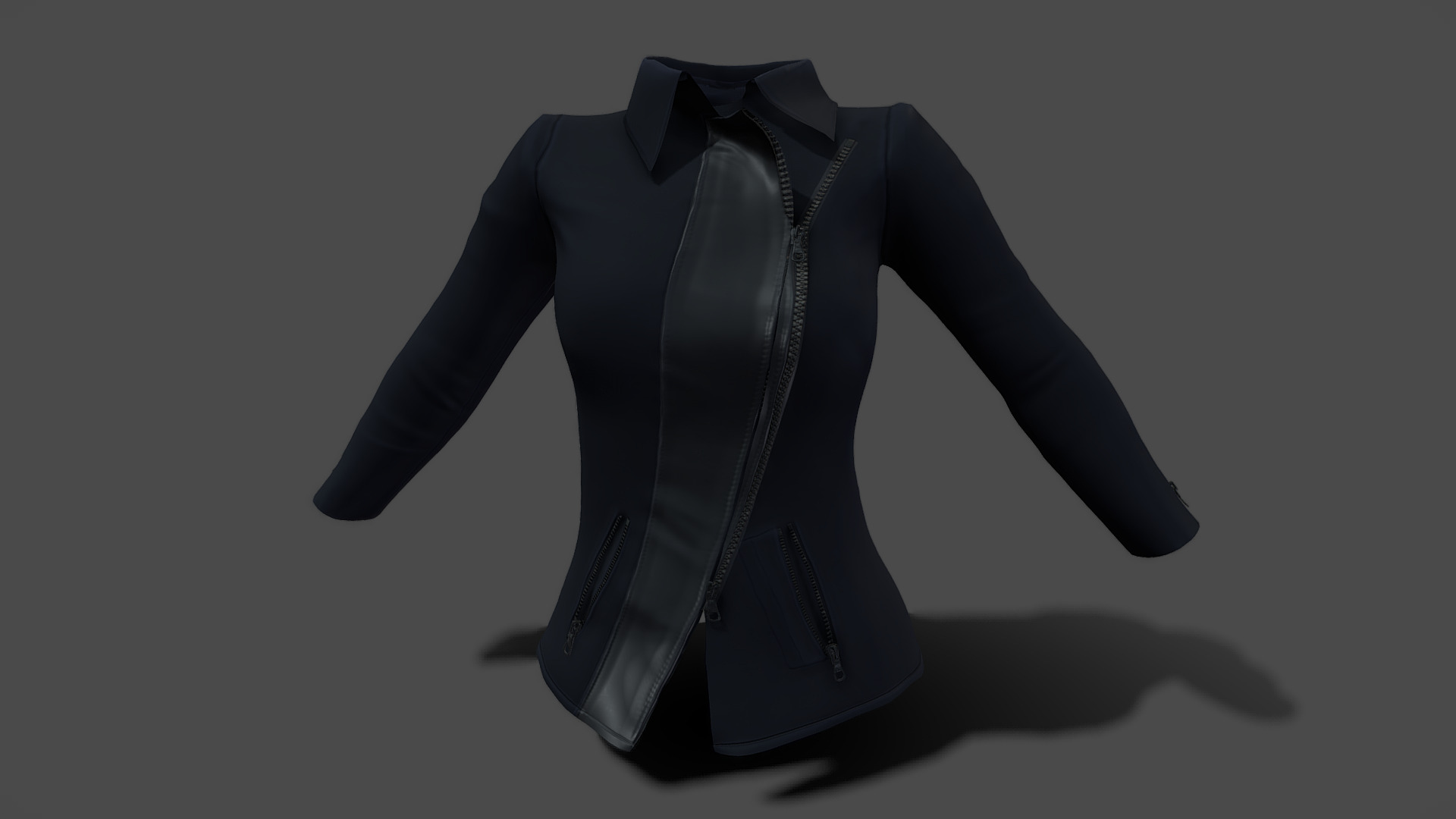Female Street Fashion Asymmetric Black Leather Zipped Fashion Jacket | Fab
