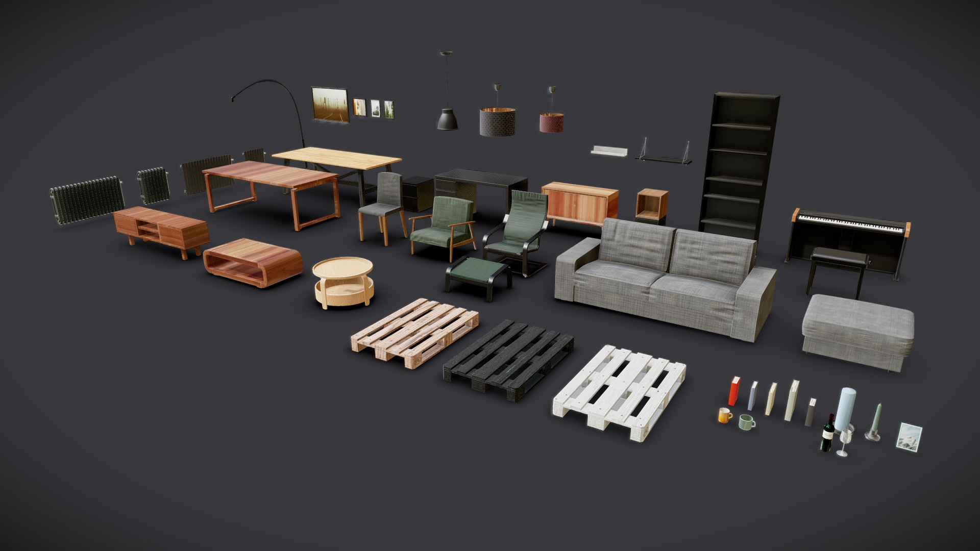 Modern Furniture Living Room - ArchViz Interior | Fab
