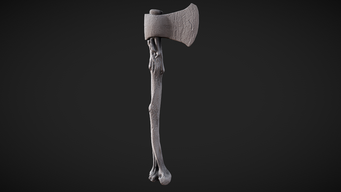 3D PRINTABLE AXE WITH BONE HANDLE ACCESSORY FOR KITBASH DIORAMAS ETC | Fab