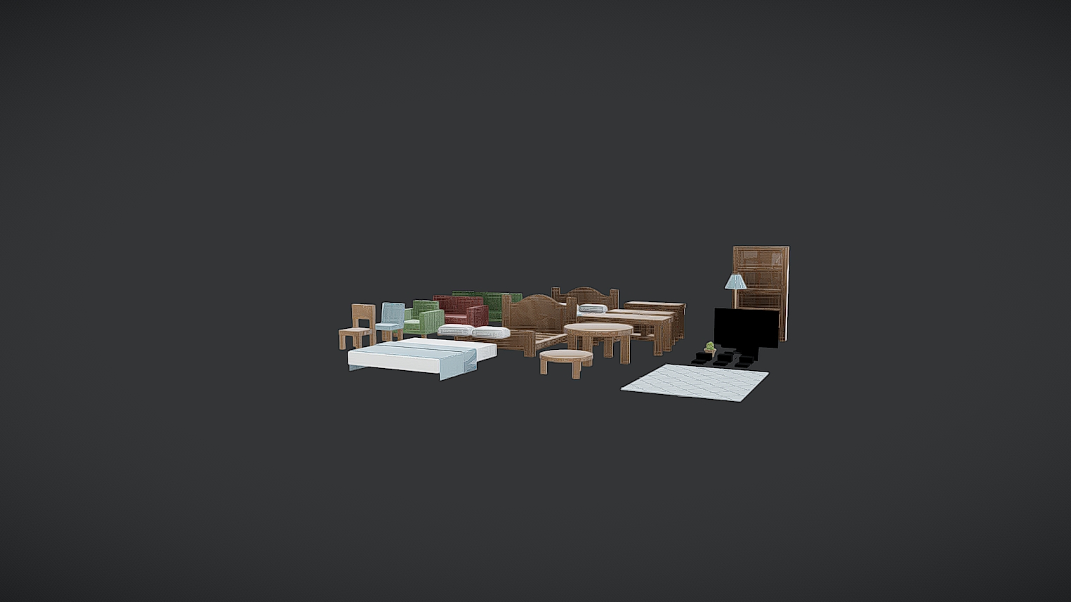 Low Poly Interior Pack – Stylized Furniture Set | Fab