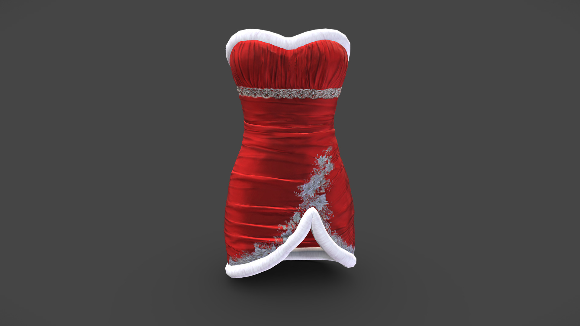 Female Red Strapless Fur Trim Christmas Tulip Mini Dress | Fab