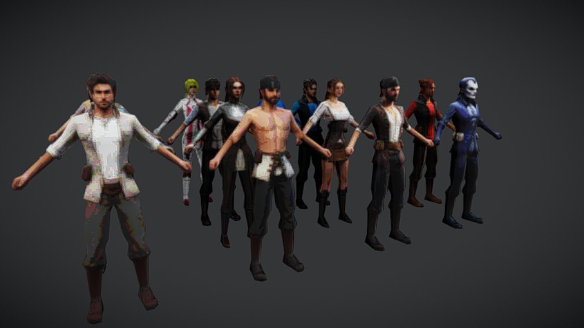 Male & Female PS1 Style Characters Low Poly | Fab