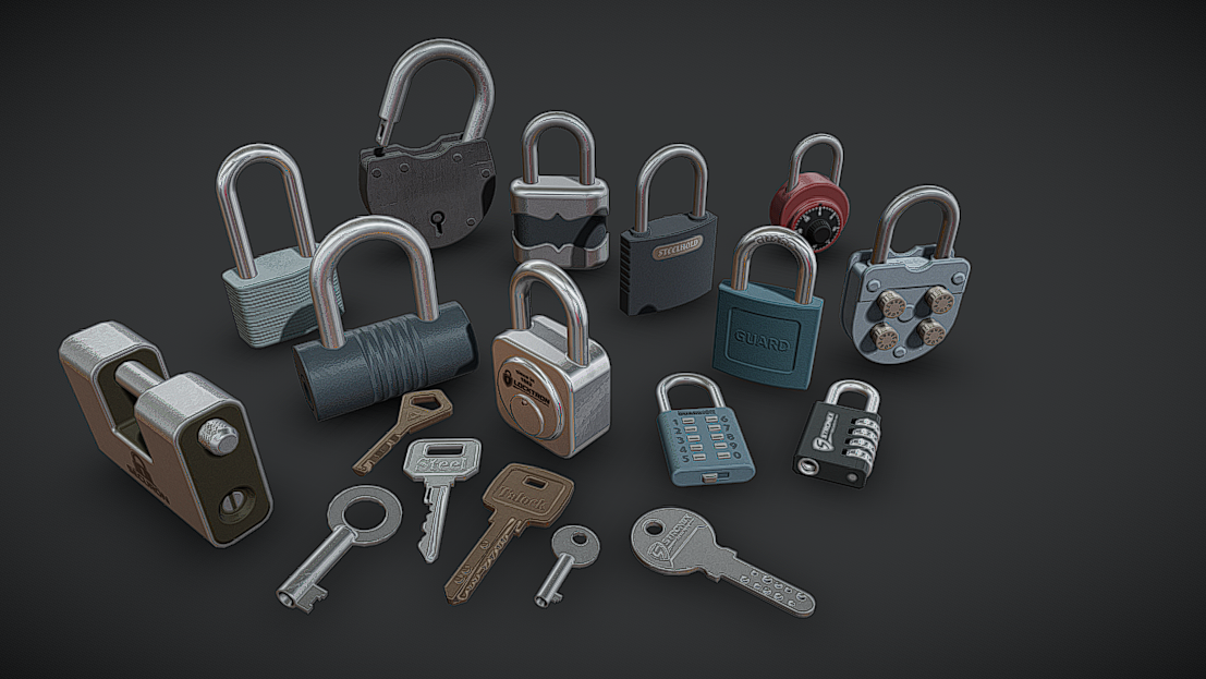 Padlock Set – Realistic Locks & Keys | Fab