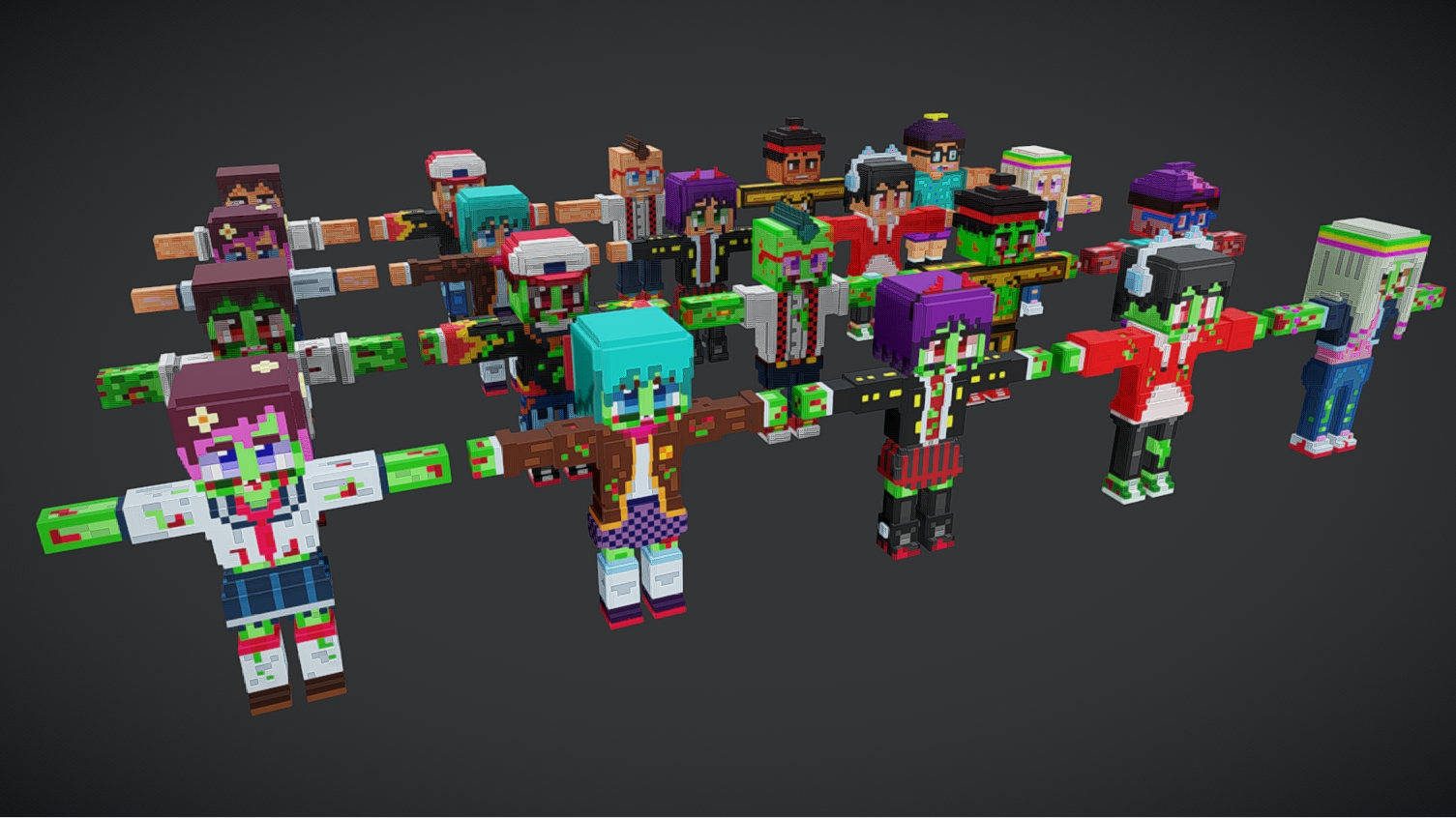 Low-Poly Zombies & Students - Characters 3D Pack | Fab