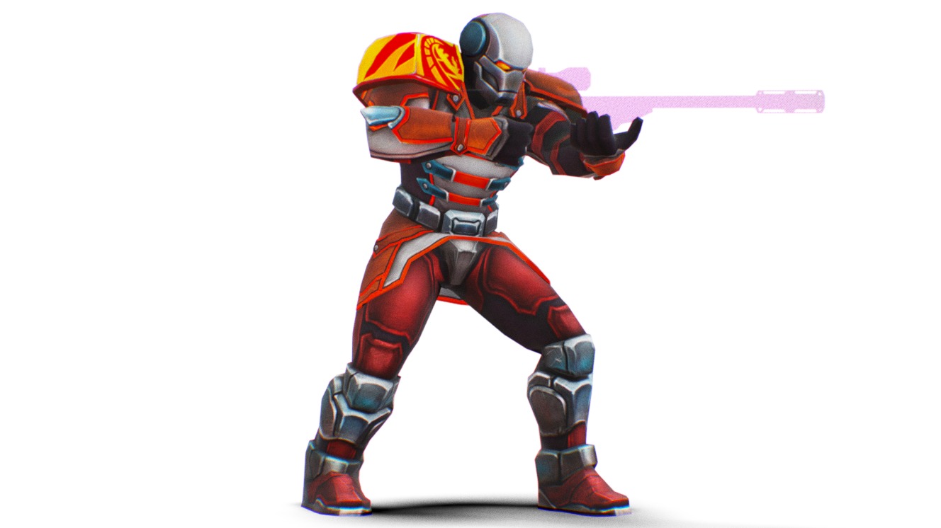 Sci-Fi Man Cyborg - Male Robotic Commander - Red Exoskeleton Space Suit ...